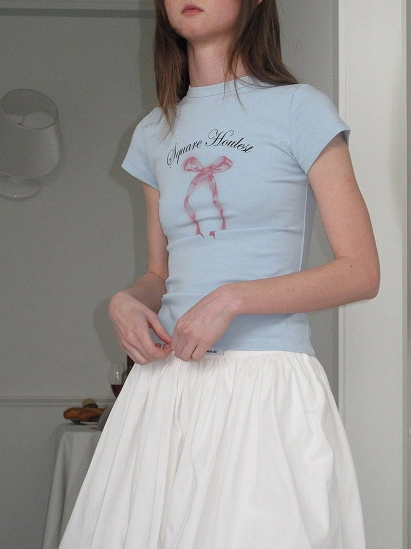Ribbon Print Slim Tee