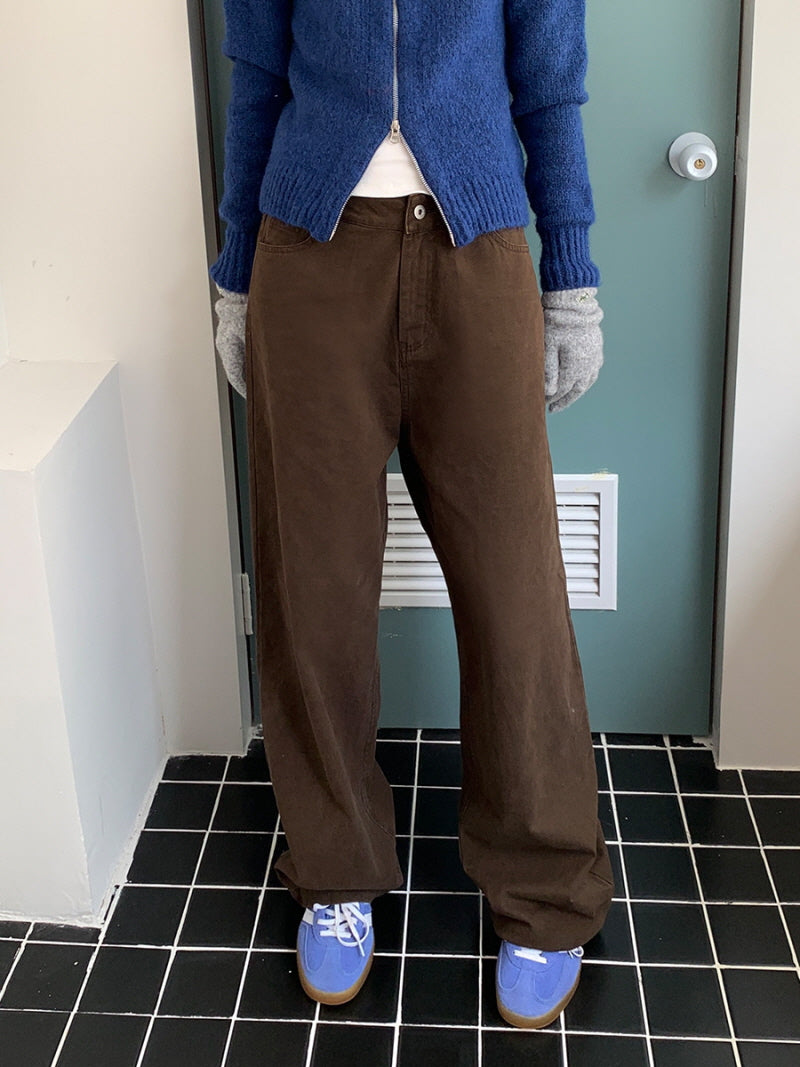 Brown Straight Cotton Pants