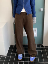 Brown Straight Cotton Pants