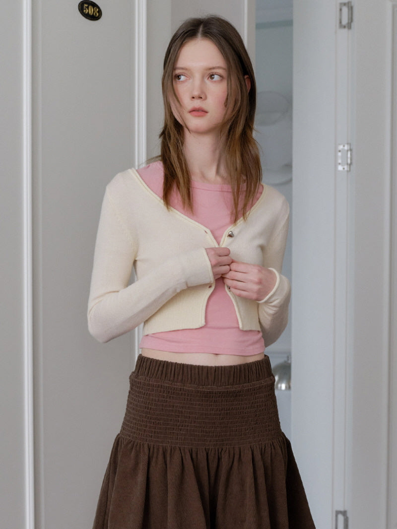 Soft V-Neck Cropped Knit Cardigan