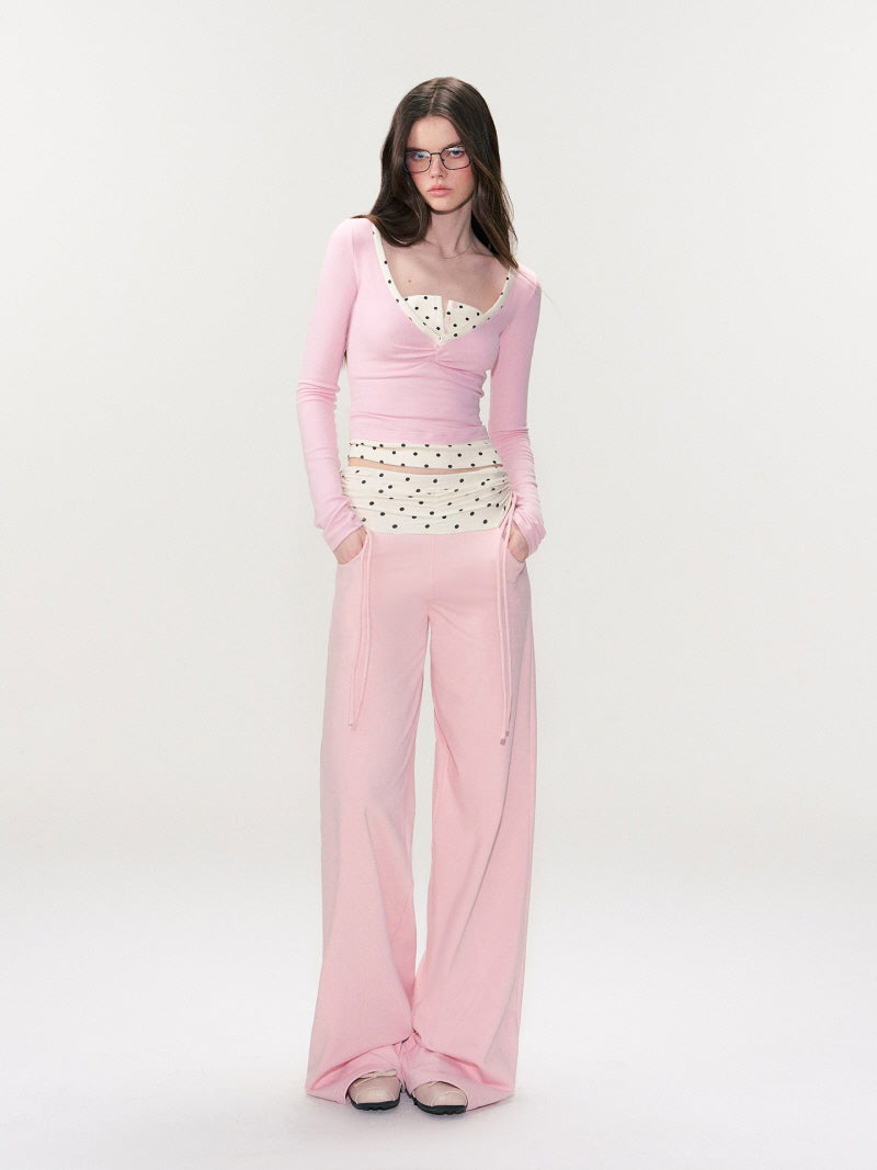 Layered Waist Wide Pants