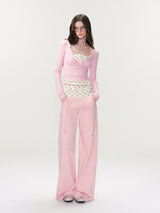 Layered Waist Wide Pants