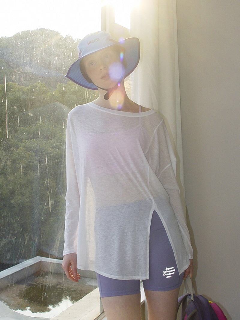 White Sheer Long Sleeve Tee