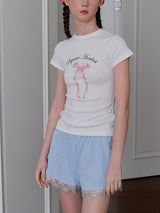 Ribbon Print Slim Tee
