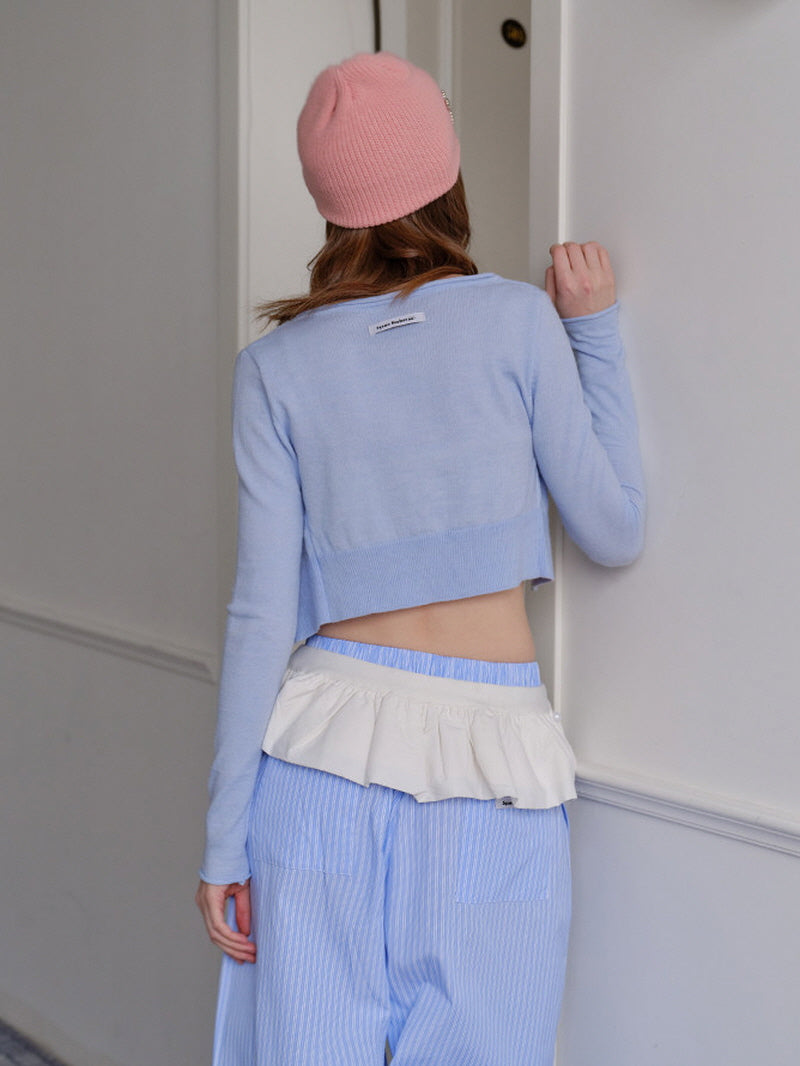 Soft V-Neck Cropped Knit Cardigan