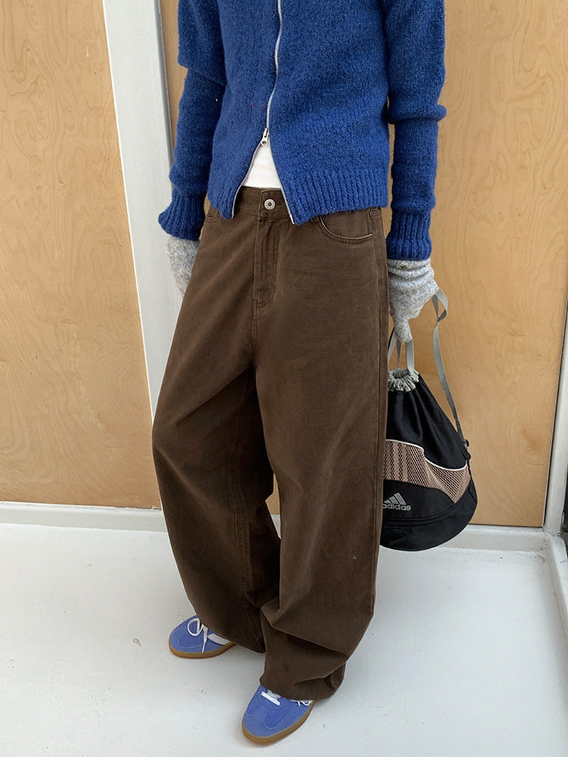 Brown Straight Cotton Pants