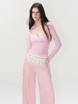 Layered Waist Wide Pants