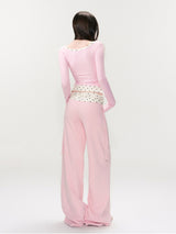 Layered Waist Wide Pants
