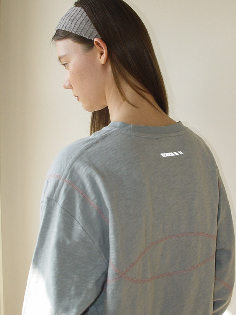 Sky Blue Cotton Long Sleeve Tee