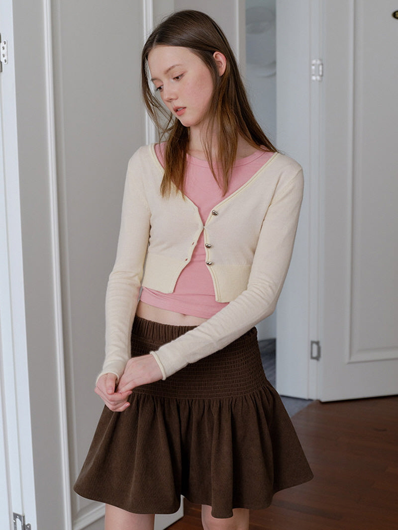 Soft V-Neck Cropped Knit Cardigan