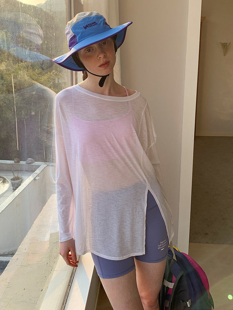 White Sheer Long Sleeve Tee