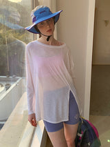 White Sheer Long Sleeve Tee