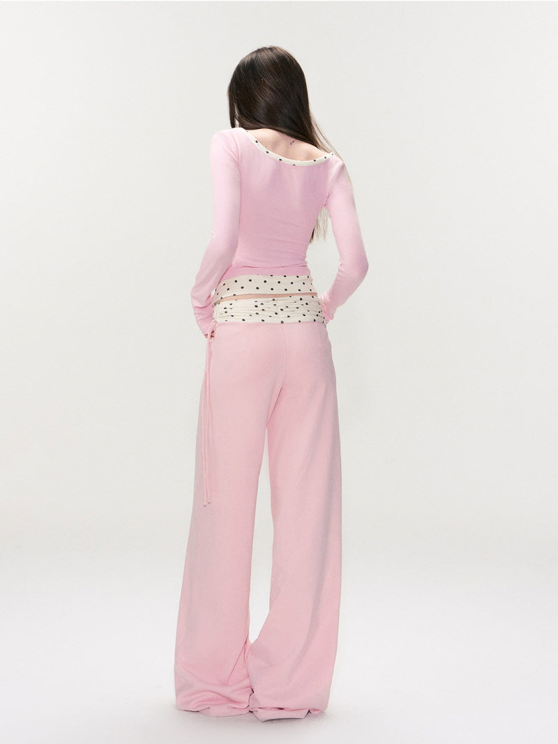 Layered Waist Wide Pants