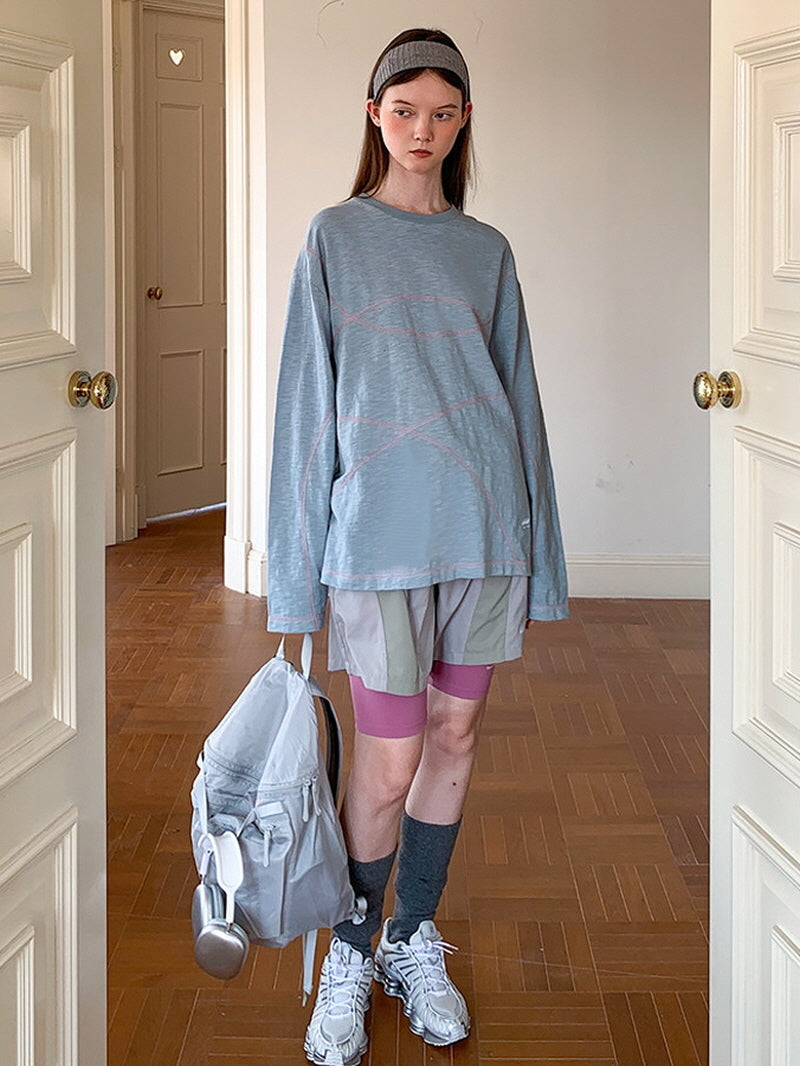 Sky Blue Cotton Long Sleeve Tee