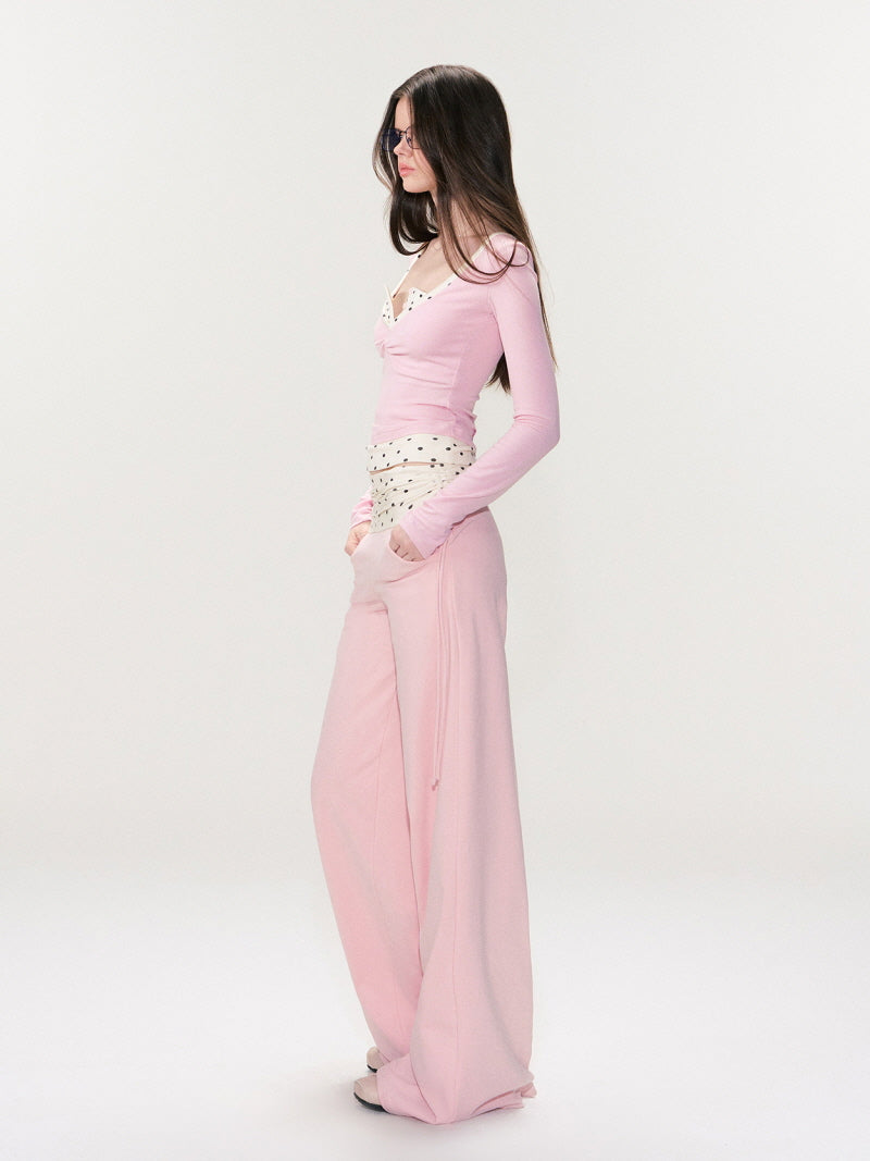 Layered Waist Wide Pants