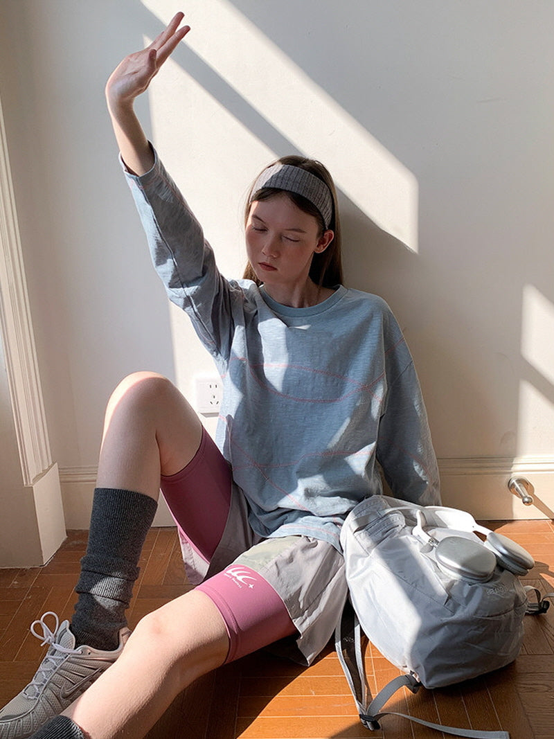 Sky Blue Cotton Long Sleeve Tee