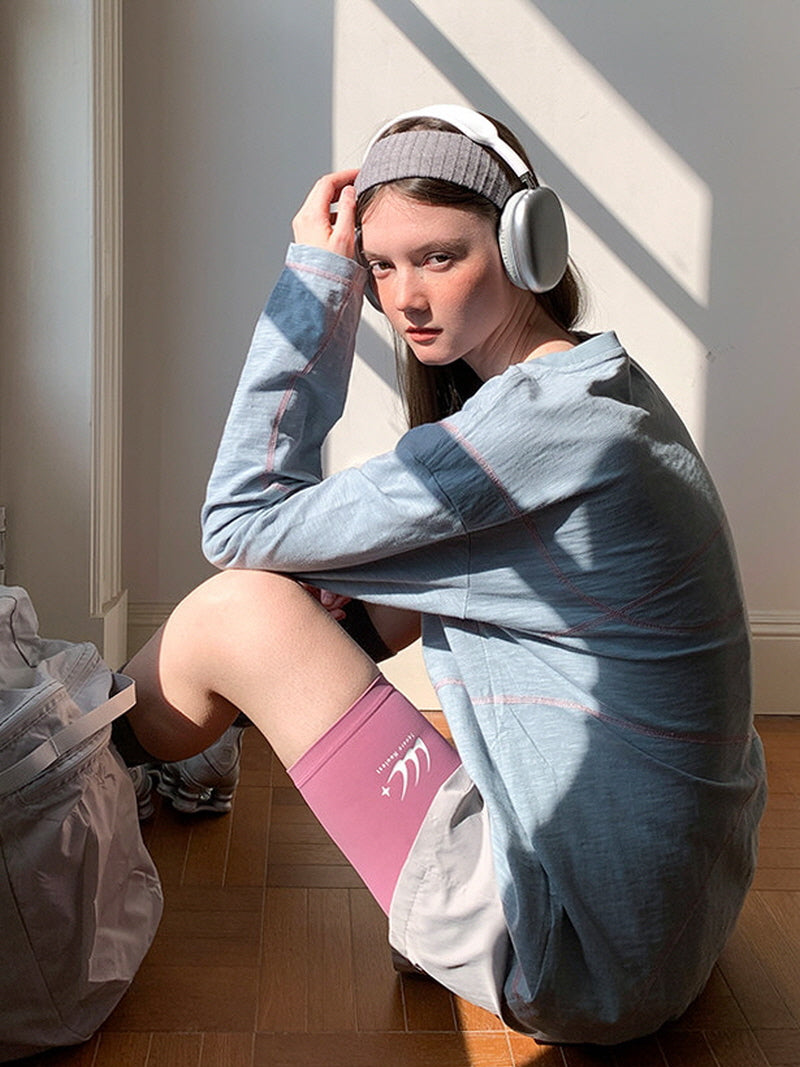Sky Blue Cotton Long Sleeve Tee