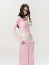 Layered Waist Wide Pants