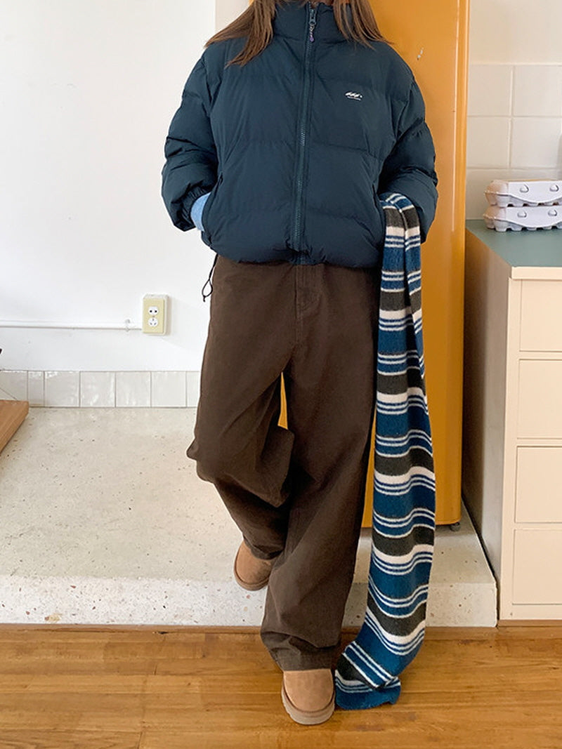 Brown Straight Cotton Pants