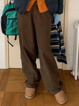 Brown Straight Cotton Pants