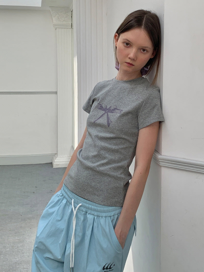 Ribbon Print Slim Tee